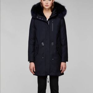 Mackage ink blue coat lined with fur-lightly used